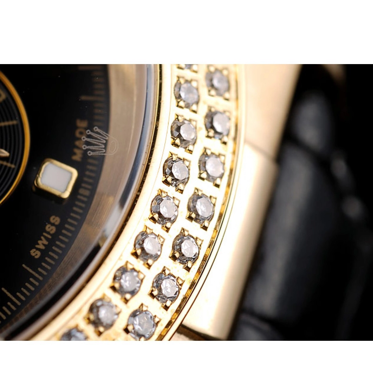Good copy rolex watches Gold Black Bezel Case Dial Studded Rolex Crystal Daytona 0712